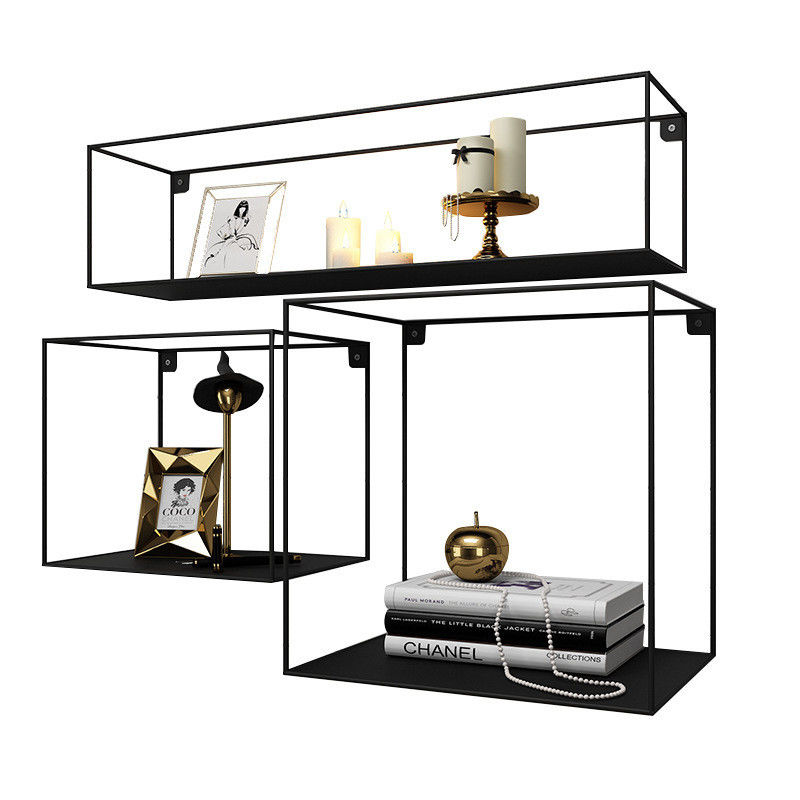 NO Inflatable Wooden Wall Storage Shelf with Modern Design Metal and Solid Wood Shelves
