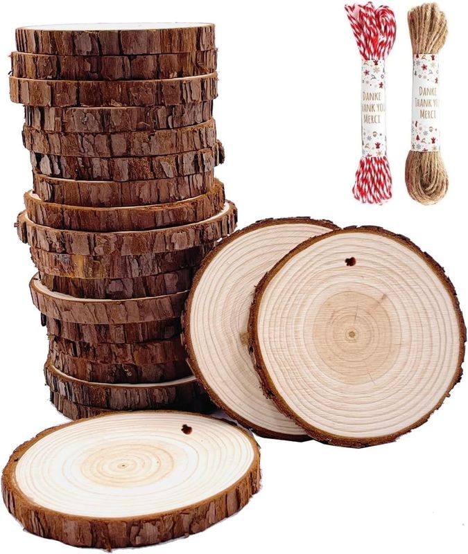 Decorative Crafts Wood Coaster 3.5-4 Inch Unfinished Natural Wood with Hole Sustainable