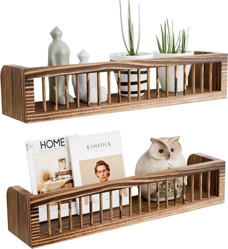 Customizable Wood Floating Shelves for Bedroom Aesthetic Picture Ledge Shelf Set of 2