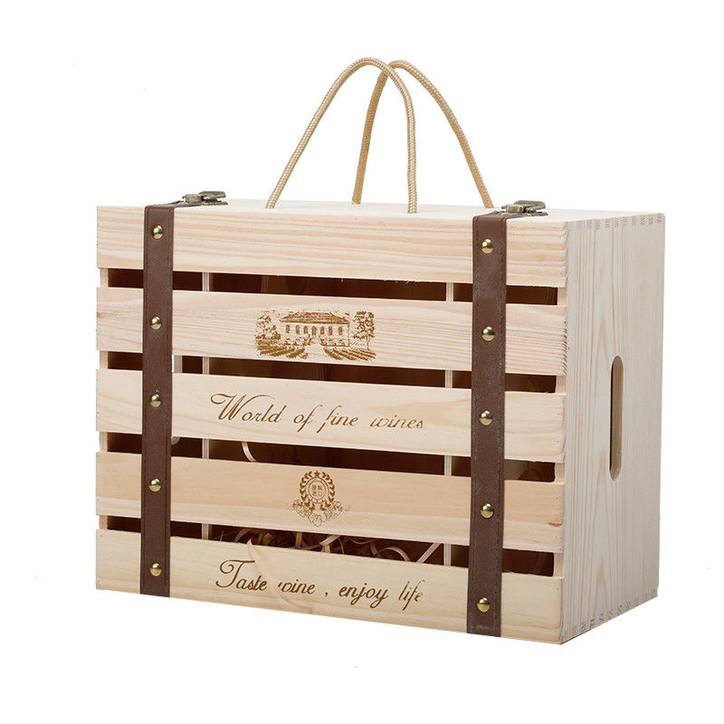 2-6 Bottles Solid Wood Wine Box for Gift Custom Order Accepted Immediately
