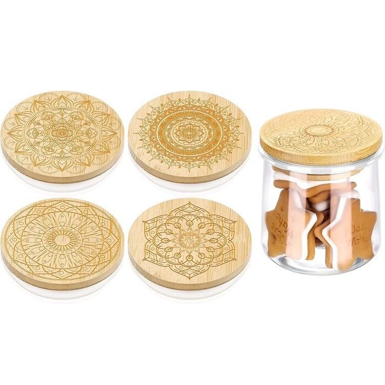 Fresh Style 12 Pcs Wooden Plain Color Jars for Candle Glass Yogurt Jar Lid Lids Wooden