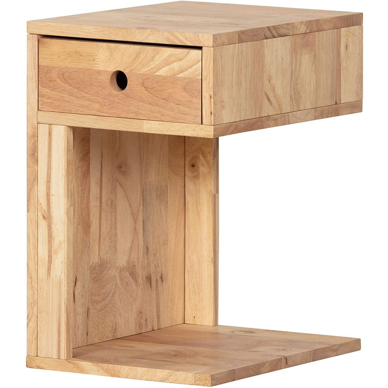 12.5 x 15.75 x 19.75 inches Varnished Nightstand with One Drawer Wooden Bedside Table