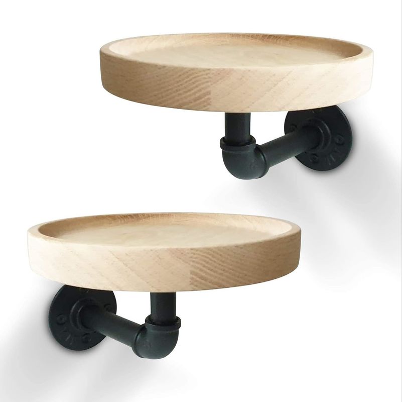 Mail Packing N Small Round Floating Solid Wood Corner Shelves for Household Room Decor