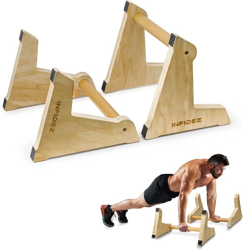 20x12 inch Wooden Parallettes and Push Up Bars for Non-Slip Gymnastic Handstand Workouts
