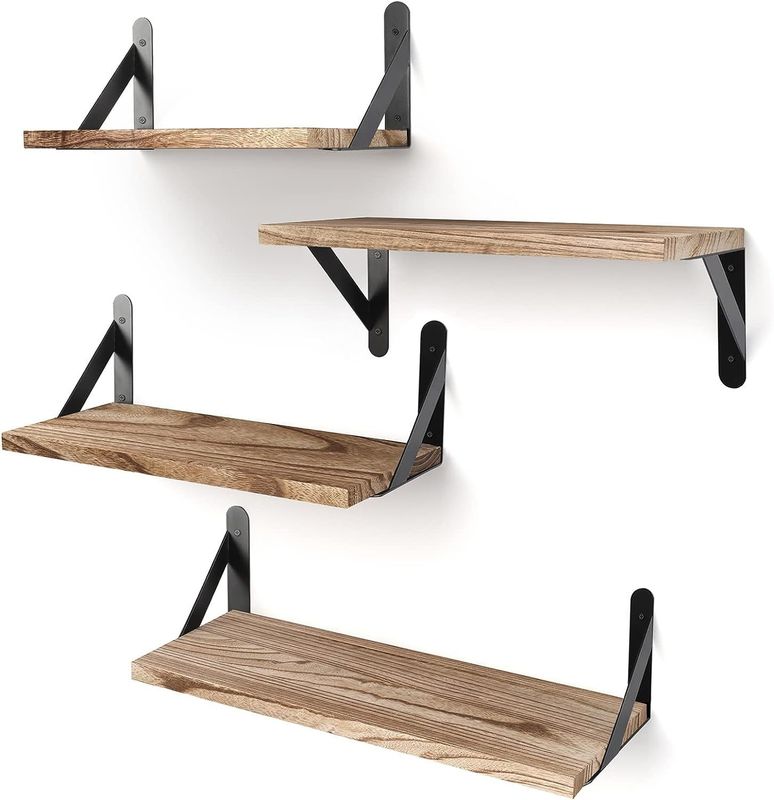 Popular Custom Size Color Set of 5 Rustic Wood Floating Shelves for Bathroom Decor