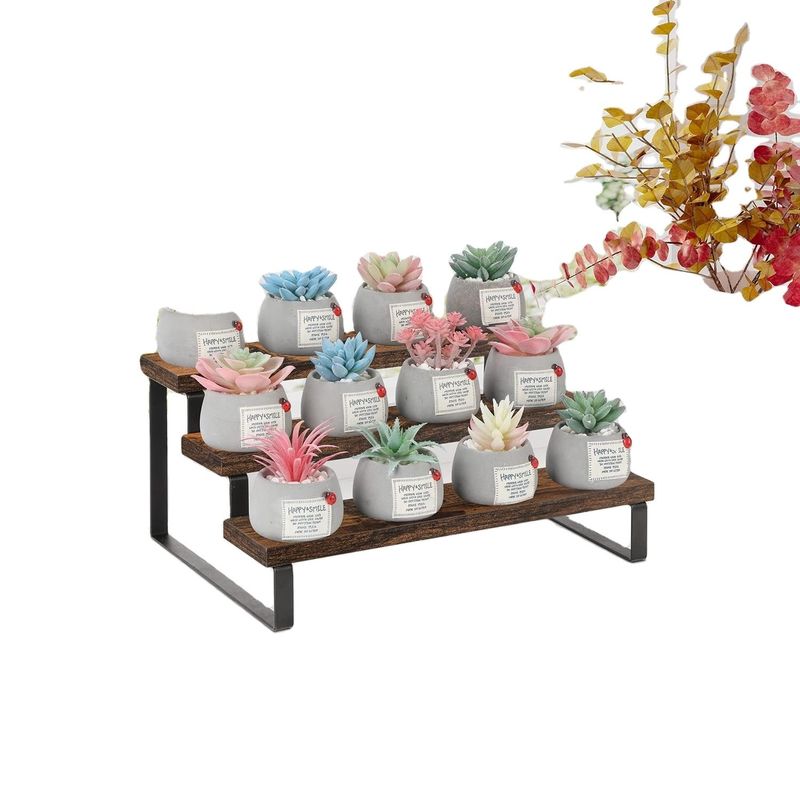 Wooden Display Stand Function Save Space 3 Tier Kitchen Counter Spice Rack Organizer