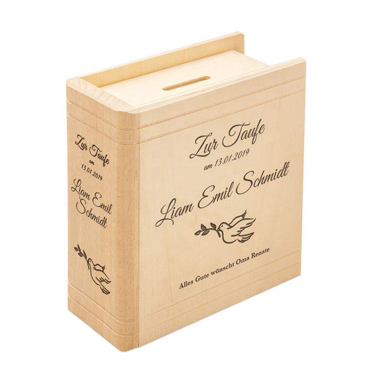 13.5 x 16.5 x 6.5 cm Wooden Wedding Money Boxes with Competitive and Printing Options