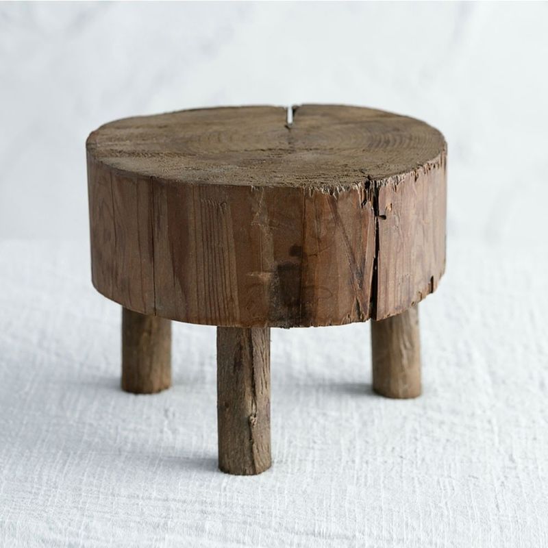 Silk-screen Printing Rustic Live Edge Reclaimed Wood Stand for Inner Home Decoration