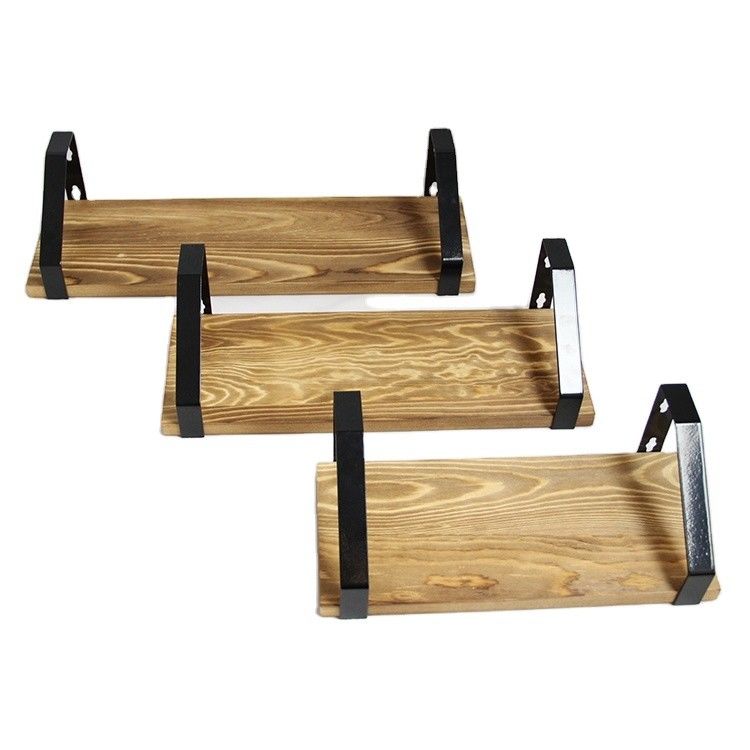 Rustic Wood Wall Shelf for DIY Book and Small Plants Organization in Handmade Design