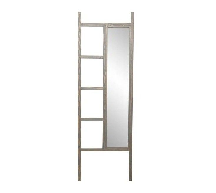 Bathroom Leaning Dressing Mirror Ladder Modern Design Style Wooden Frame with Mirror