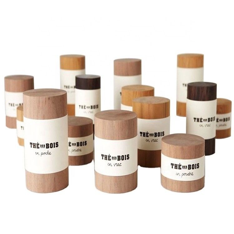 Wooden Tea Storage Box Canister Cask for Tea Coffee Candy Embossing Printing Handling