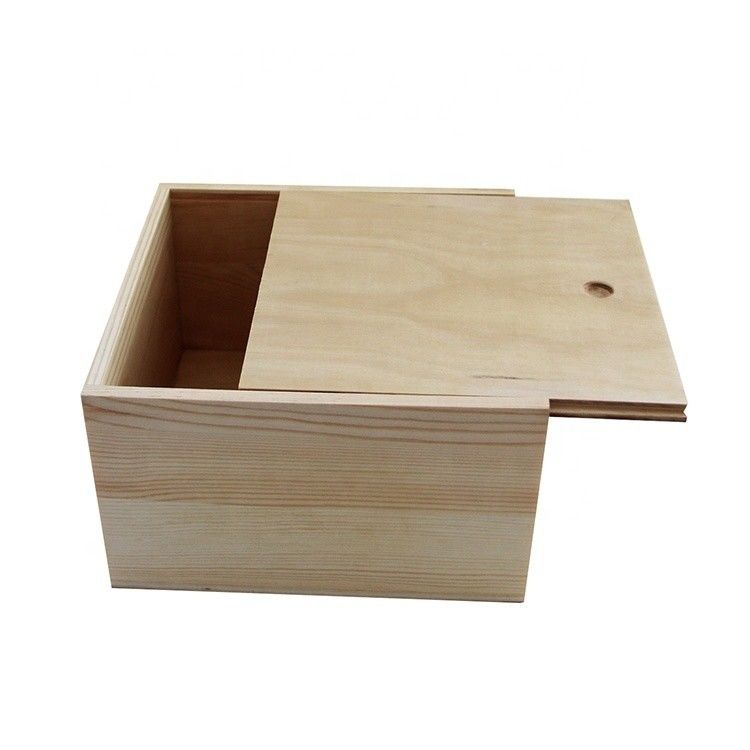 Customized Unfinished Natural Color Wooden Slide Top Boxes for Logo Customization