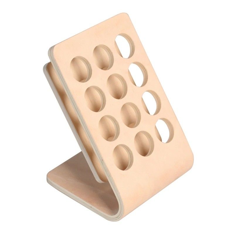 Silk-screen Printing 12 Holes Wooden Essential Oil Bottle Display Stand for Storage Rack