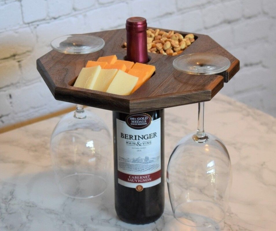 Wood Wine Holder with High Quantity Advantage Portable Food Serving Tray Wine Bottle Tray