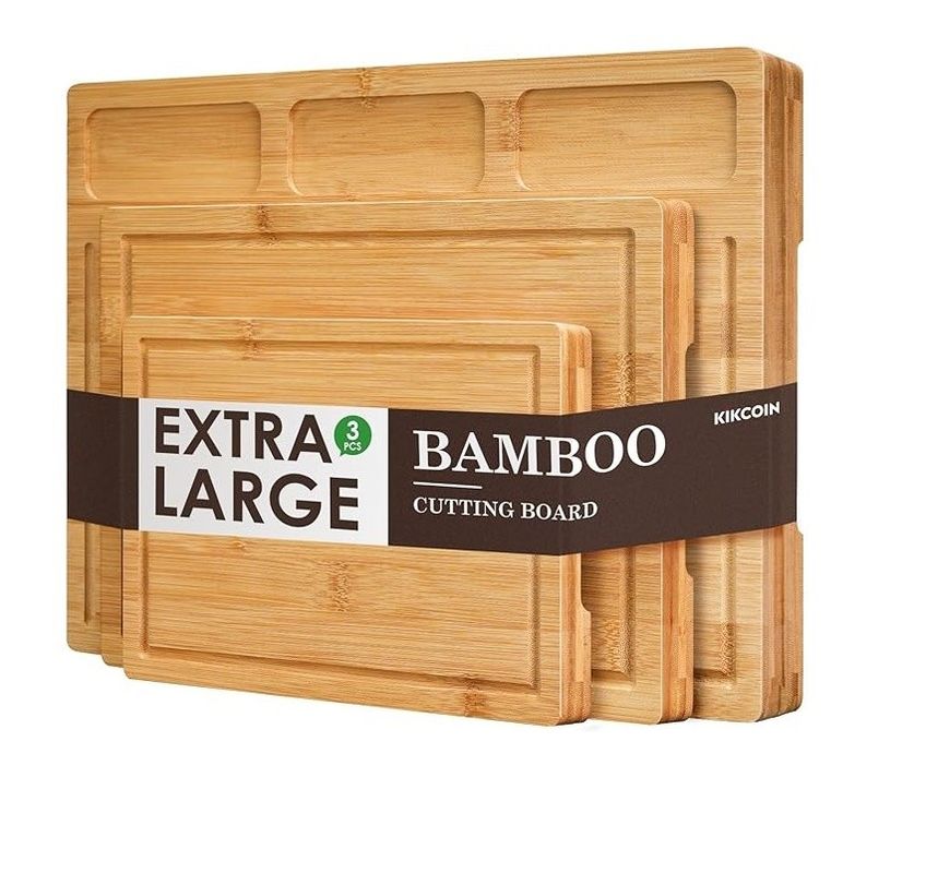 Popular Custom Service Bamboo Cutting Boards For Kitchen Set Of 3 With Juice Groove