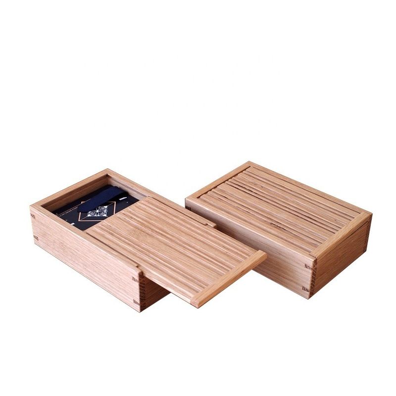 Customizable Color Wooden Sliding Lid Box for Business Card in Plain Color Custom Order