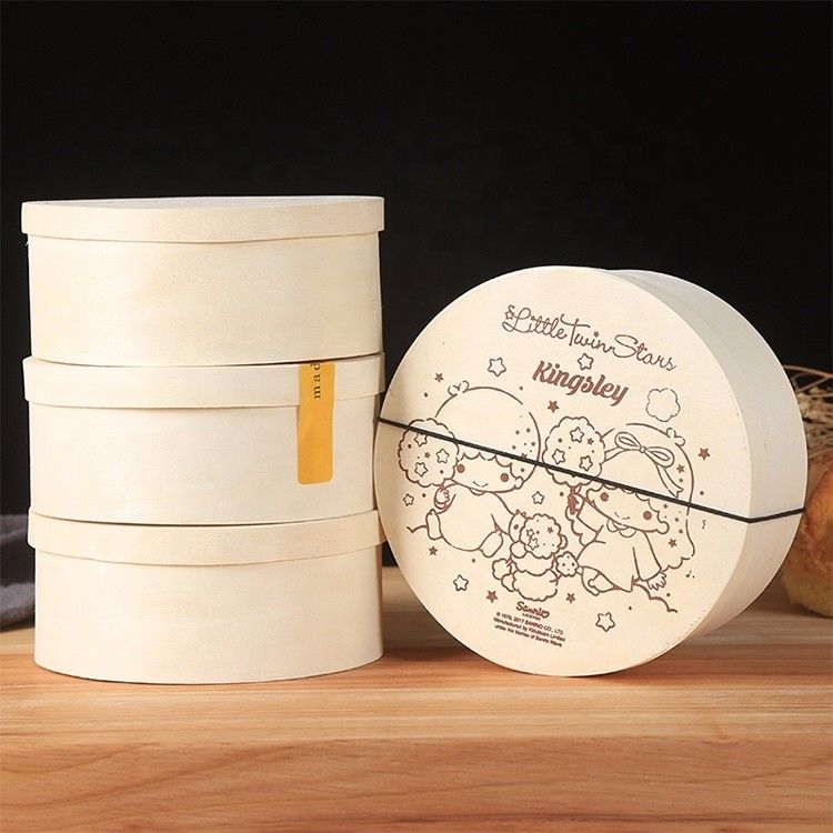 Common Size Biodegradable Wooden Veneer Chiffon Cake Box for Snack Packaging Solution