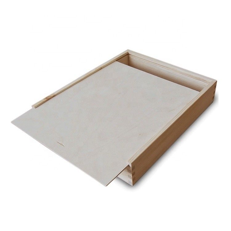 Free Sample Charge Pine Wood Slide Top Wooden Gift Box with Customized Logo Acceptable