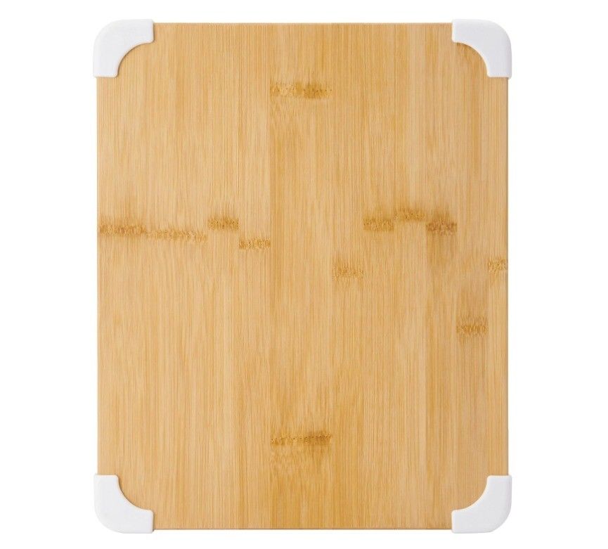 11x14 Inch Bamboo Cutting Board with Juice Groove and White Corner Protection Varnished