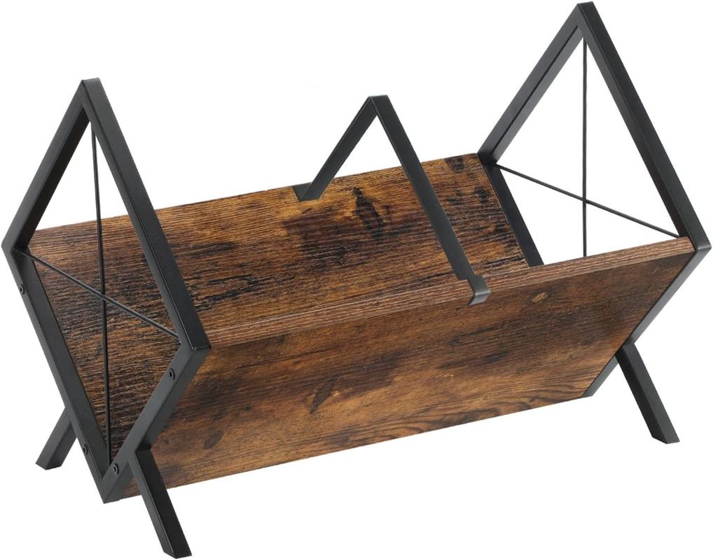 Wood Vinyl Record Display Rack for Quick Assembly and Storage of Magazine Book Files Albums