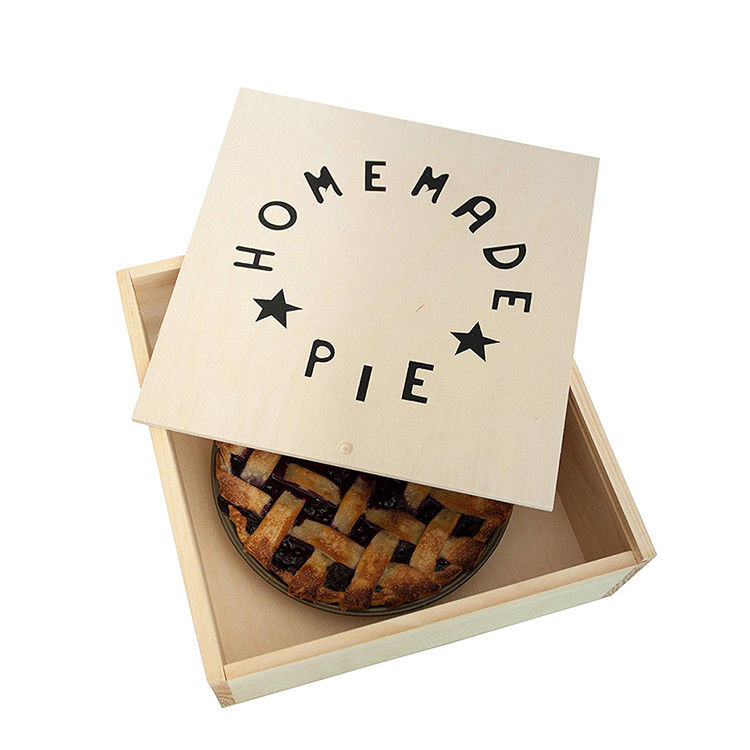 Customized Logo Acceptable Antique Color Reusable Wooden Pie Cake Dessert Box Bread Storage Box