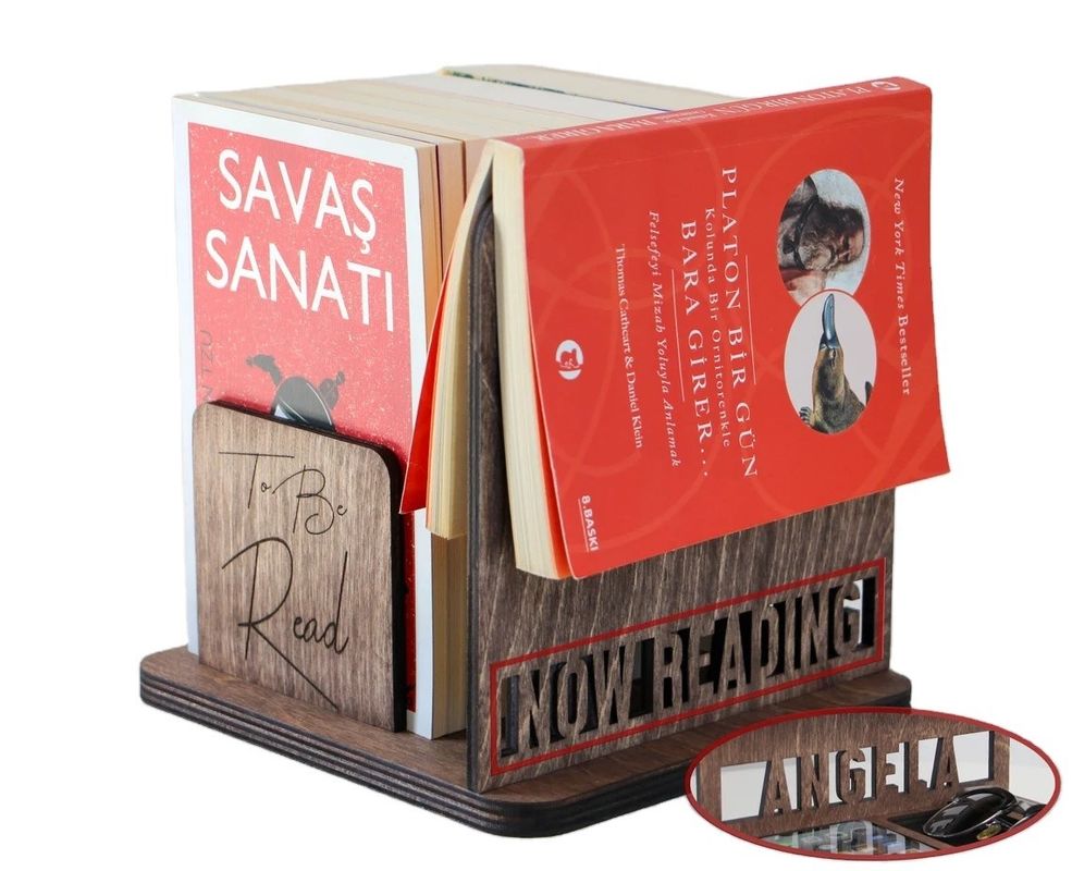 Custom Logo Square Wooden Bookshelf for Mothers Day Gift Book Storage and Organization