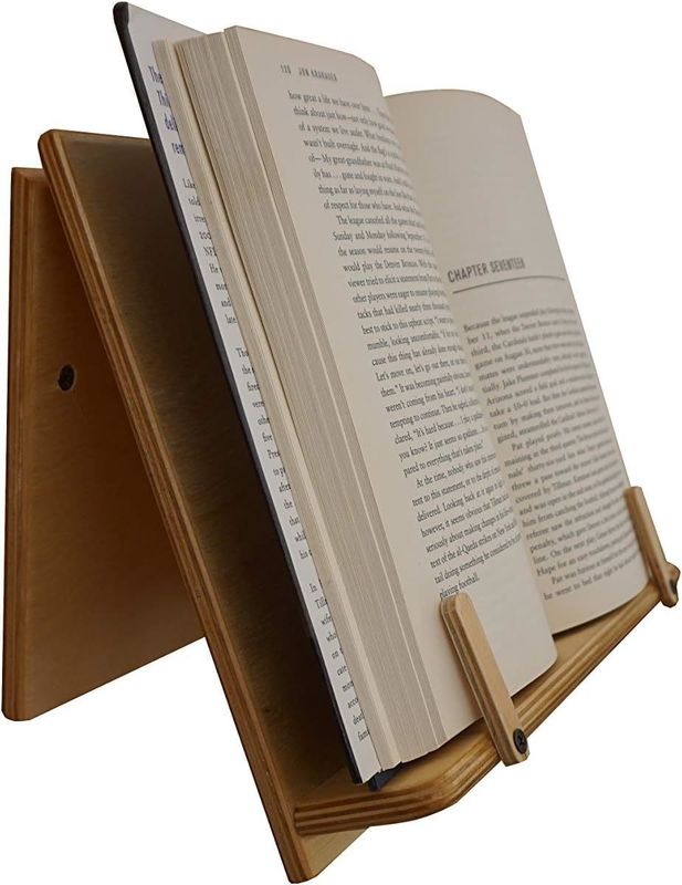 Wooden Wall Mount Book Holder Adjustable Recipe Book Stand for Kitchen Counter Display