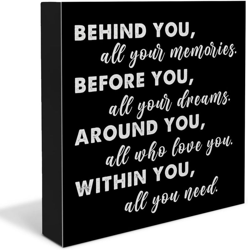 American Style Wooden Box Sign Decor Graduation Quote Positive Behind You All Your Memories