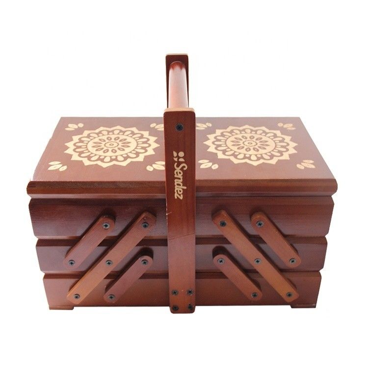 Modern Folding Sewing Wood Storage Box Craft Design for Gifts Stores Commercial Buyer