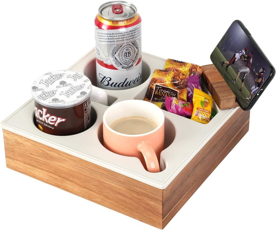 Wooden Couch Caddy Keep Snacks Drinks and Remote Within Reach on Bed Car Seat or Beach