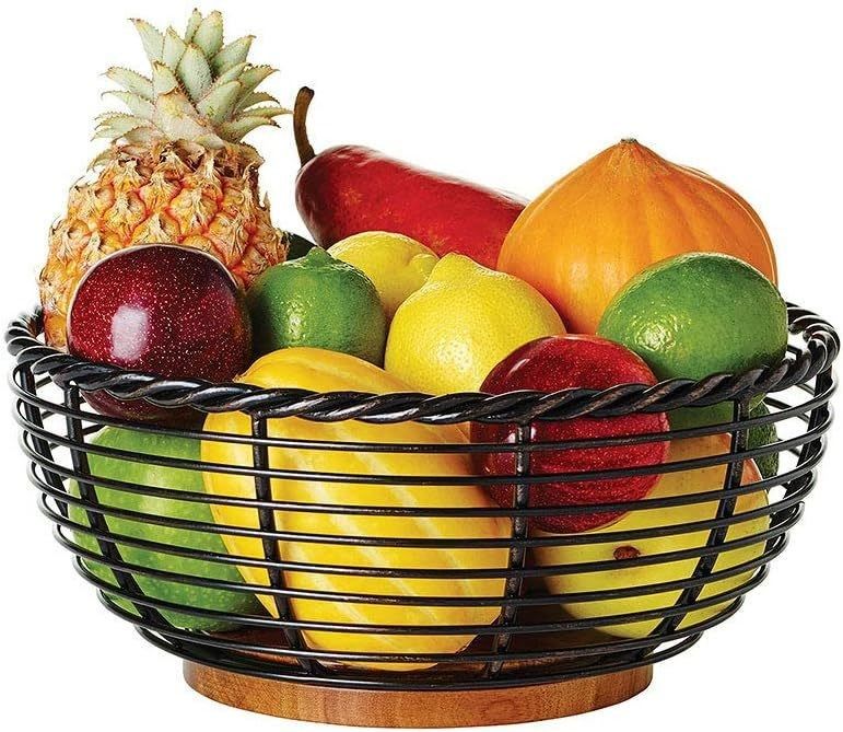 Compact Folding Wooden Fruit Bowl for Space-Saving Kitchen and Living Room Storage