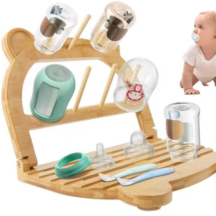 Kitchen Standing Type Bamboo Bottle Dryer Holder for Quick Drying and Space Saving