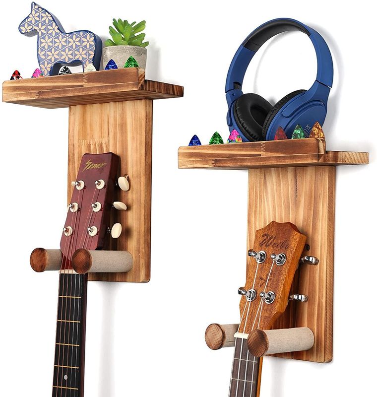 Custom Wall Mount Holder Guitar Hanger Shelf for Home Decoration Single Tier Design