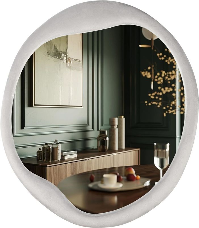 Painted Flannel Wrapped Wooden Frame Mirror Unique Irregular Wall Decoration for Home