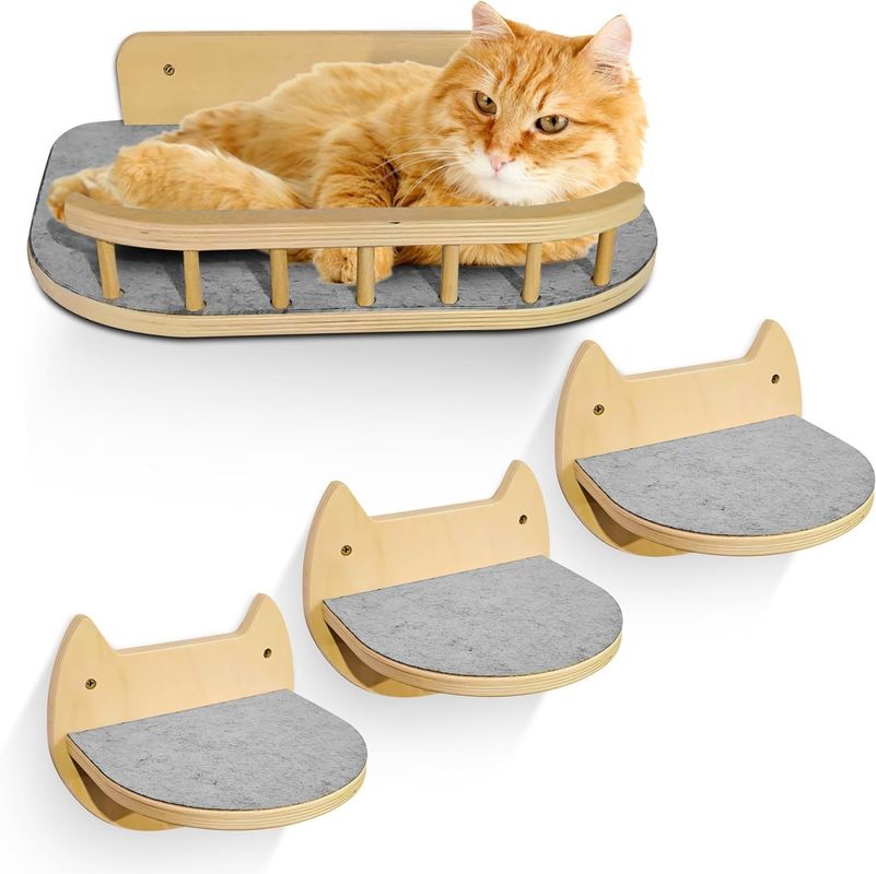 Pet Toys Logo Customized Logo Acceptable Wooden Cat Corner Shelf and Large Wall Steps