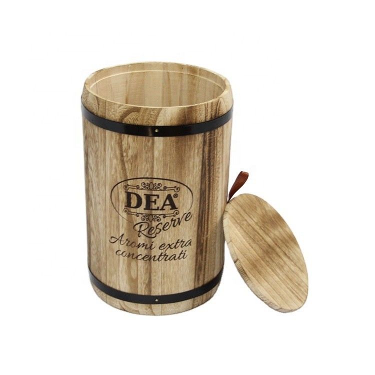 18x18x27cm Custom Logo Wooden Barrel Packaging Handmade Vintage Style Large Paulownia
