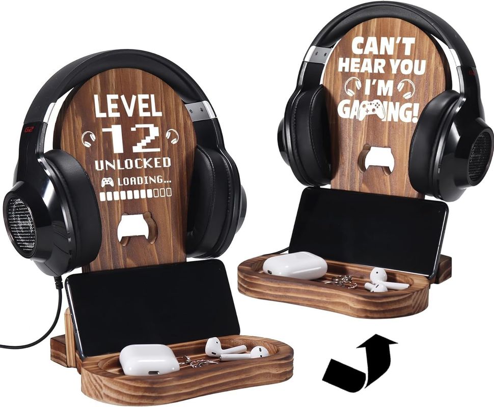 Hotel Home Bathroom Decoration Wooden Headset Stand Decorations for Gamer Teenage Boy
