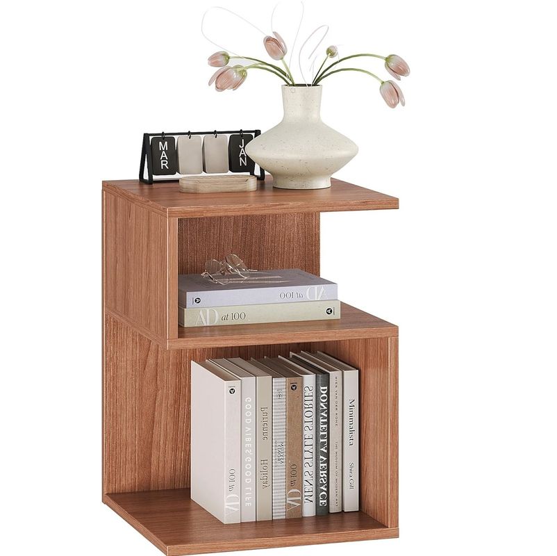 Small Spaces Bedroom Furniture Minimalist 3 Tier End Table with Open Storage Bedside Table