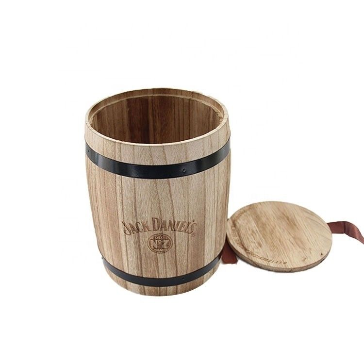 Mini Craft Wooden Coffee Beans and Candy Storage Barrel with Silk-Screen Printing