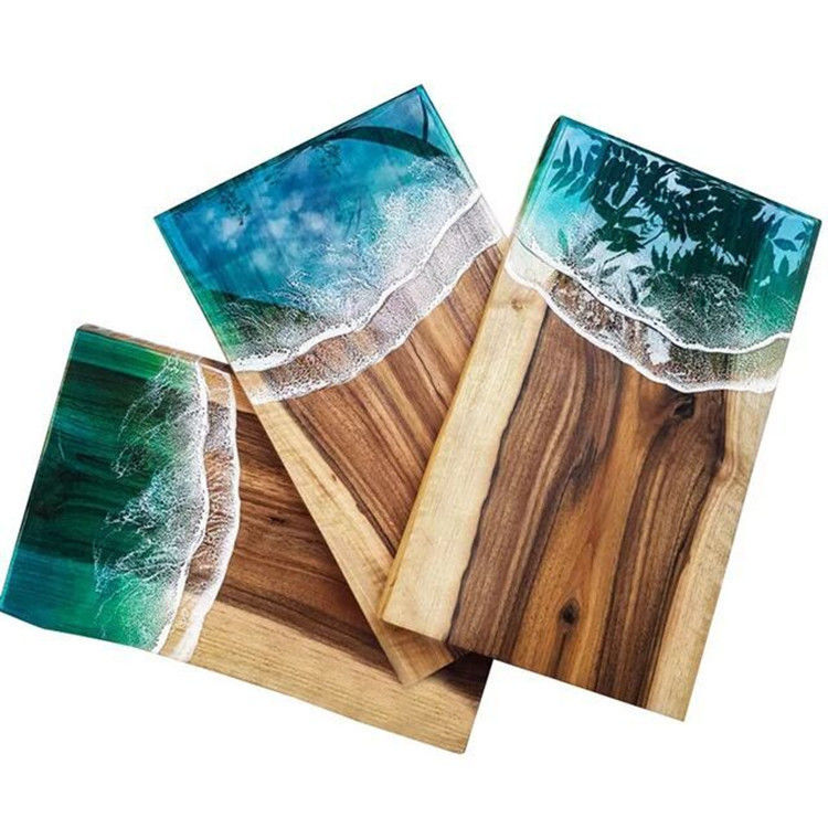 Marble Wood Bread Storage Kitchen with BAMBOO Ocean Shapes Walnut Resin Cutting Boards