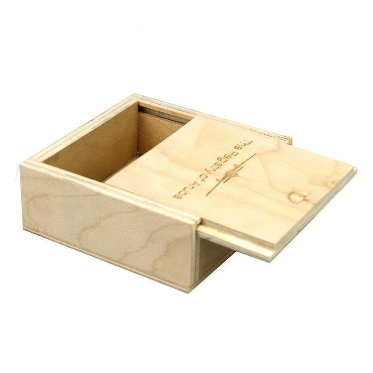 Other Gift Craft Wooden Boxes 10x10x3.8cm Natural Color with Sliding Lid from TIMBER