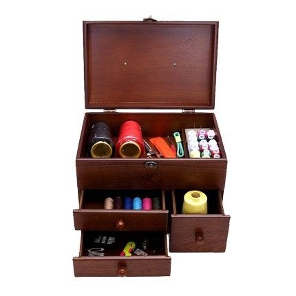 Not Support Room Space Selection Wood Sewing Box for Organized Storage