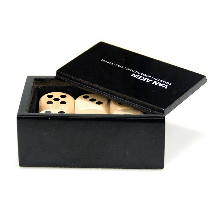 Custom Black Wooden Medium Dice Packaging Box for 9x6.7x3.8cm Dice Cup Box