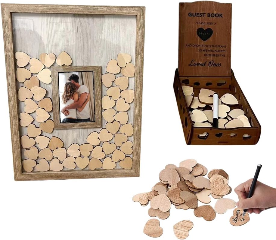Wood and Glass Romantic Wedding Decoration Custom Drop Top Frame with Large Photo Insert