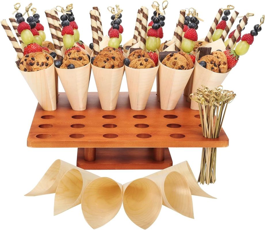 Wooden Ice Cream Cone Holder Stand in Plain Color for Food Trucks or Catered Events