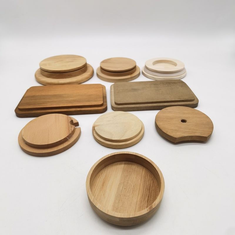 Acacia Beech Walnut Pine Bamboo Rubber Oak Cherry Solid MDF Cork Candlenut Wooden Lids