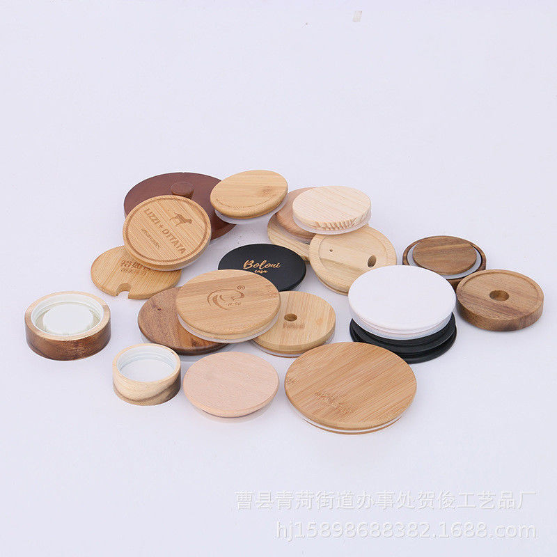 Non Spill Wooden Cup Lid for Jars Say Goodbye to Messy Spills and Stain
