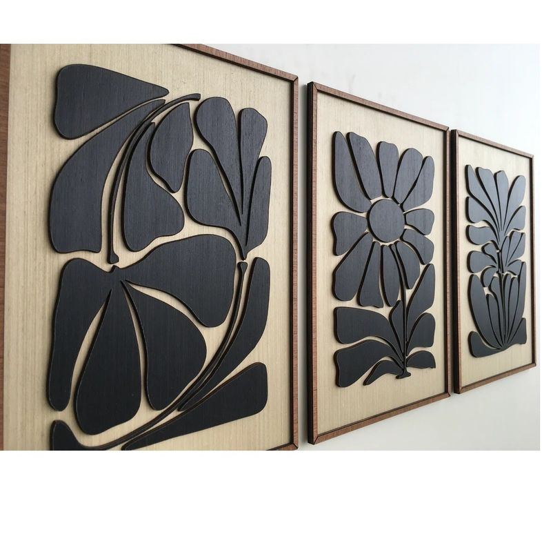 Home Appliance Mid Century Modern Wall Art for Boho Room Leafy Art in Minimal Black and White