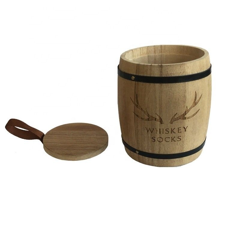 Natural Wooden Barrel Craft Decoration with Customized Logo Acceptable and Gift