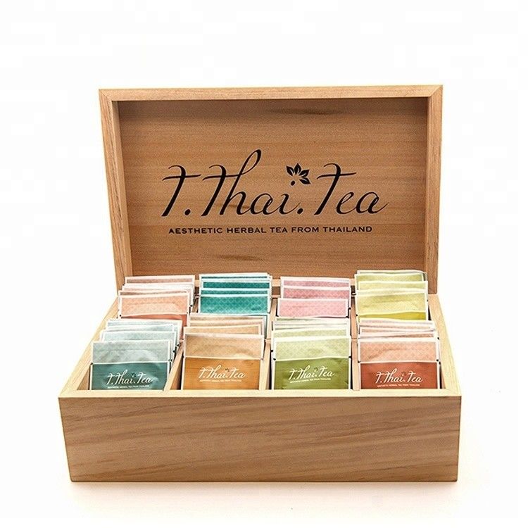 8 Compartment Wooden Tea Box in Plain Color Suitable for Silk-screen Printing